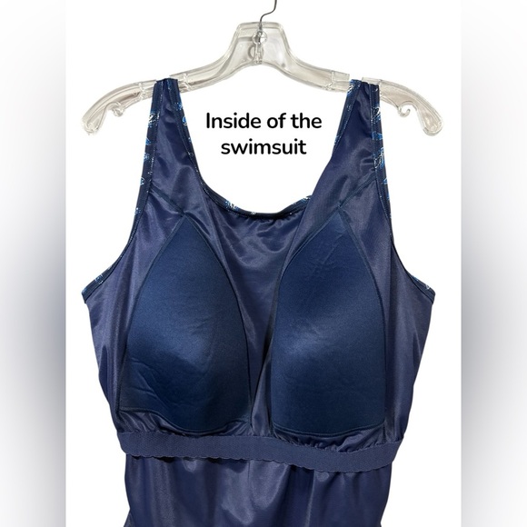 NWOT, Lands' End, One-Piece Swimsuit, Plus Size 22W, Navy, White ☀️ - Picture 7 of 12